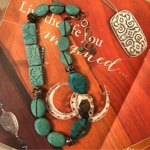 Silpada Sterling Silver Turquoise Howlite and Magnesite Statement Necklace N2163